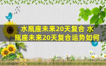 水瓶座未来20天复合 水瓶座未来20天复合运势如何